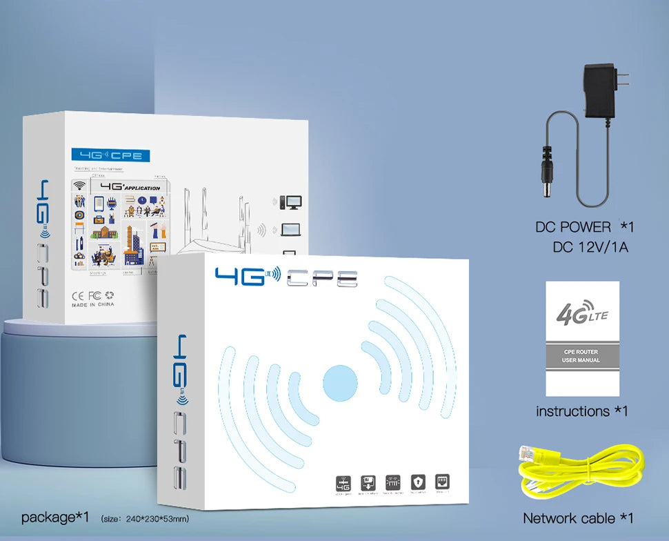 4G LTE WIFI Router 150Mbps 4 External Antennas Power Signal Booster Hotspot Smoother Wired Connection Intelligent Micro SIM Card