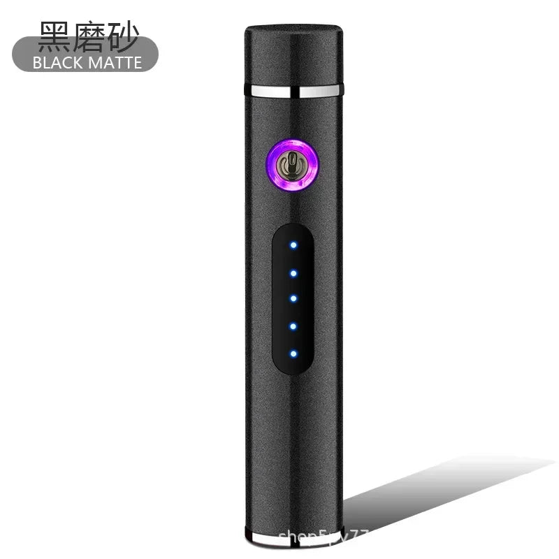 New Metal USB Windproof Lighter Personalized Cylindrical Compact Double Arc Plasma Lighter Portable Smoking Accessories Gadget