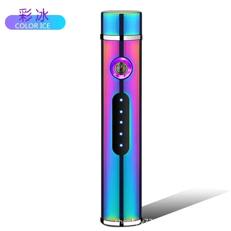 New Metal USB Windproof Lighter Personalized Cylindrical Compact Double Arc Plasma Lighter Portable Smoking Accessories Gadget