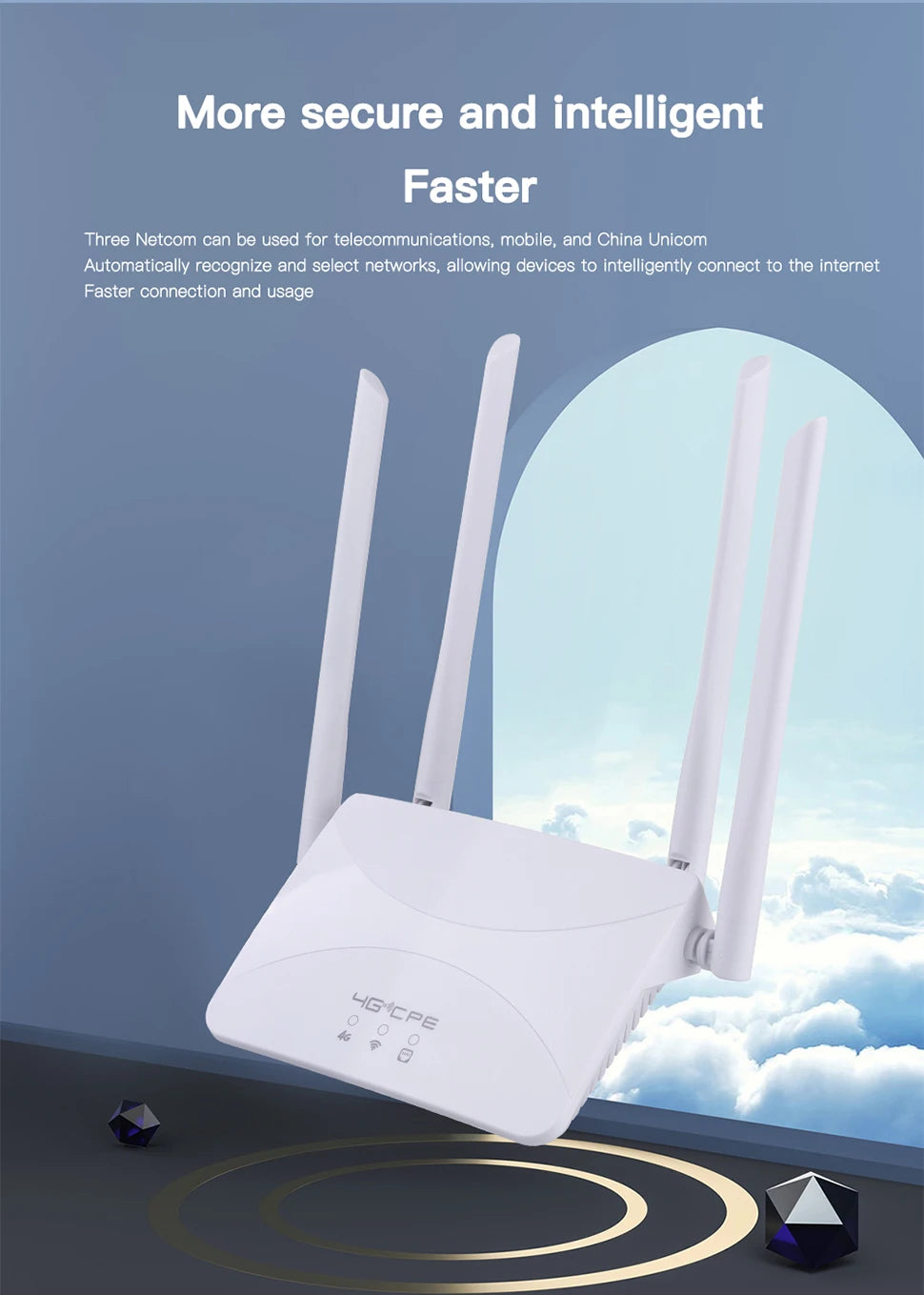 4G LTE WIFI Router 150Mbps 4 External Antennas Power Signal Booster Hotspot Smoother Wired Connection Intelligent Micro SIM Card