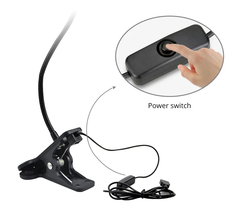 Flexible Table Lamp USB Power Lamp Reading Book Light With Holder Clip Study Reading Lamps Bedside Table Bedroom Decor Nightlamp