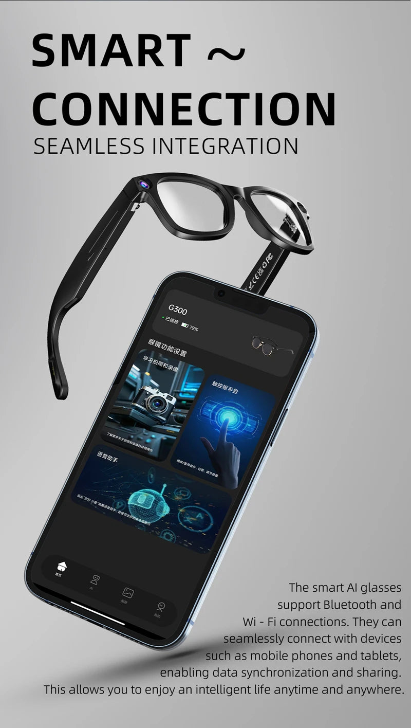 Xiaomi G300 Smart AI Glasses 800W pixel AI Shooting Camera HD Photo Video Voice Call Translation Waterproof Bluetooth Glasses