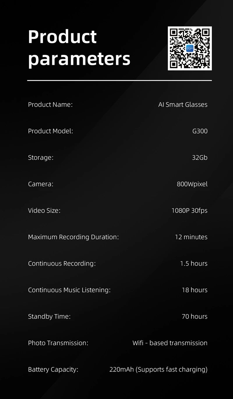 Xiaomi G300 Smart AI Glasses 800W pixel AI Shooting Camera HD Photo Video Voice Call Translation Waterproof Bluetooth Glasses