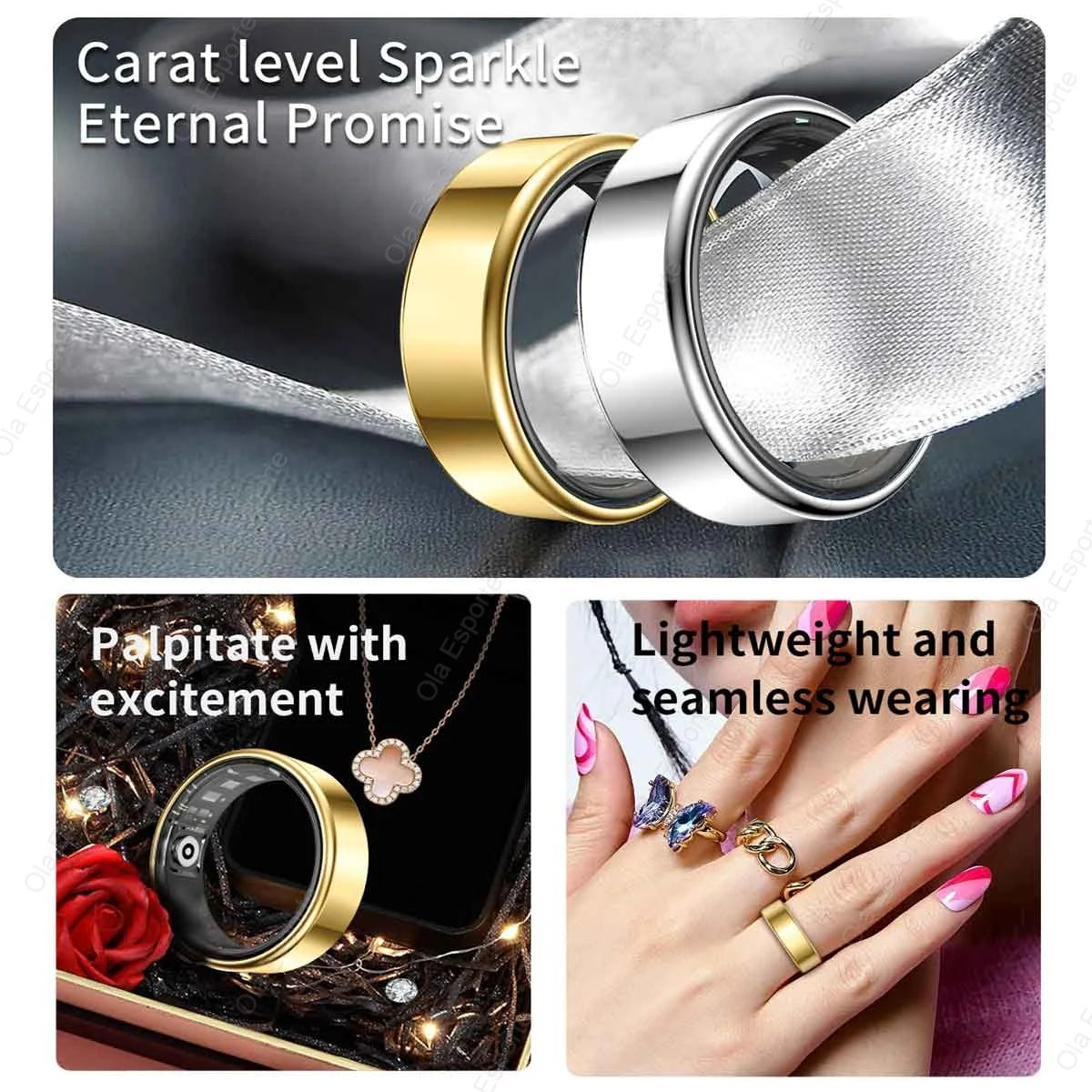 For Xiaomi Smart Ring 2025 Men Women Health Heart Rate Blood Oxygen Monitor Smartring IP68 & 5ATM Waterproof, Multi-sport Mode