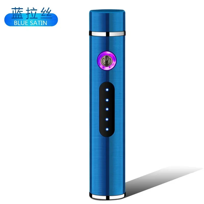 New Metal USB Windproof Lighter Personalized Cylindrical Compact Double Arc Plasma Lighter Portable Smoking Accessories Gadget
