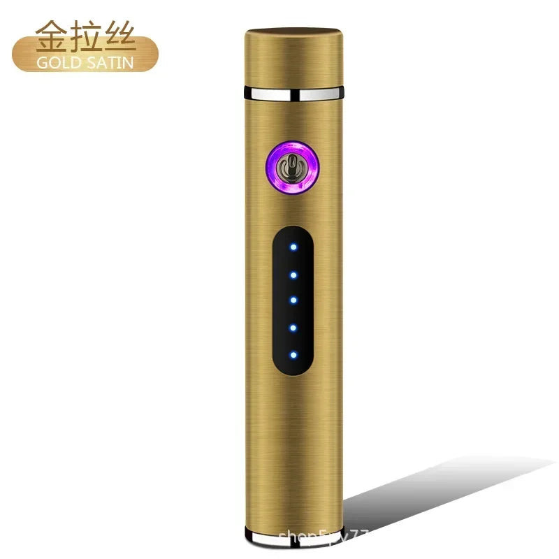 New Metal USB Windproof Lighter Personalized Cylindrical Compact Double Arc Plasma Lighter Portable Smoking Accessories Gadget