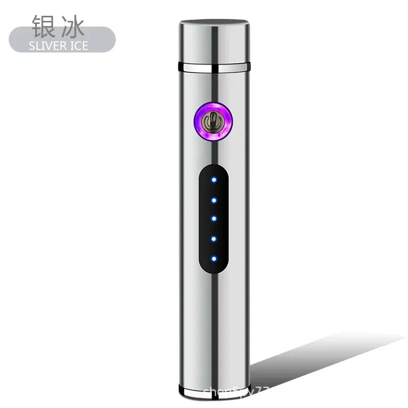 New Metal USB Windproof Lighter Personalized Cylindrical Compact Double Arc Plasma Lighter Portable Smoking Accessories Gadget