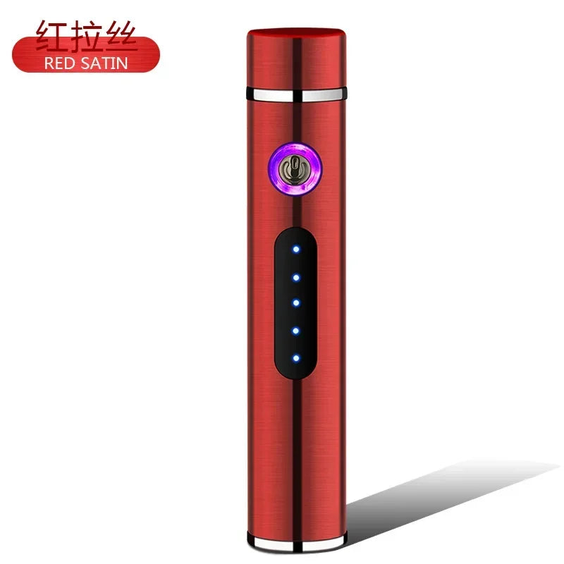 New Metal USB Windproof Lighter Personalized Cylindrical Compact Double Arc Plasma Lighter Portable Smoking Accessories Gadget