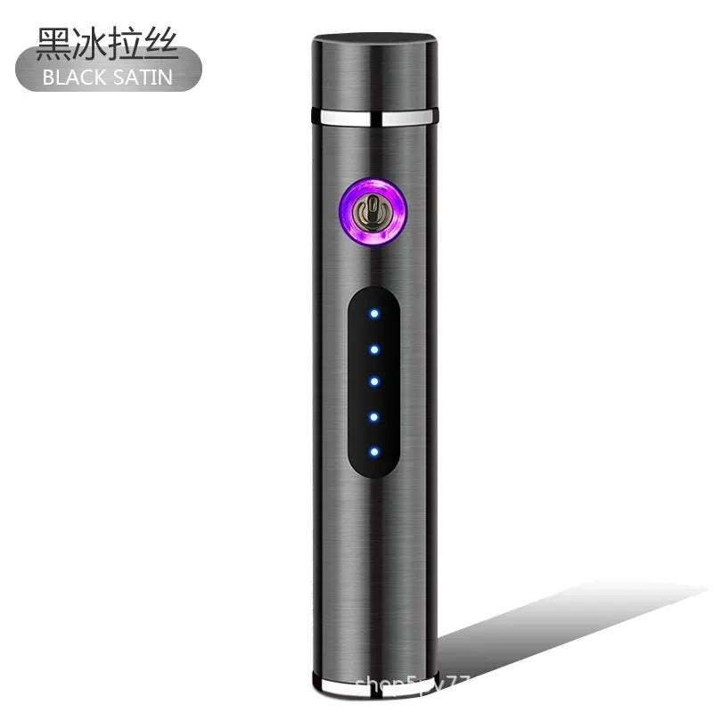New Metal USB Windproof Lighter Personalized Cylindrical Compact Double Arc Plasma Lighter Portable Smoking Accessories Gadget