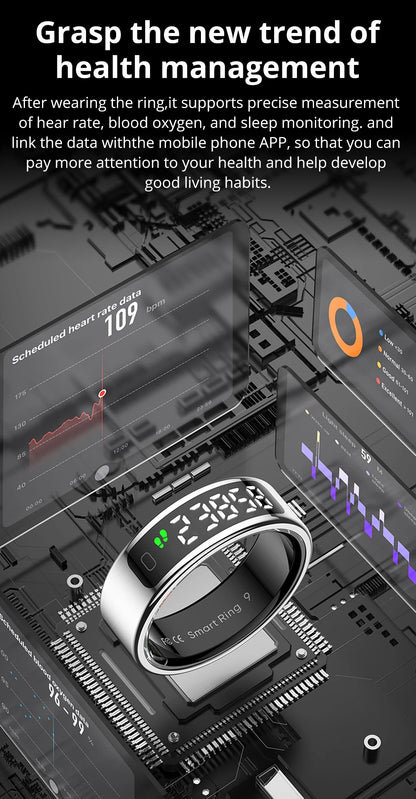 COLMI R12 Smart Ring with Display Screen and Touch, Health Manager, Wireless Charging, 5 ATM Waterproof For Men Women