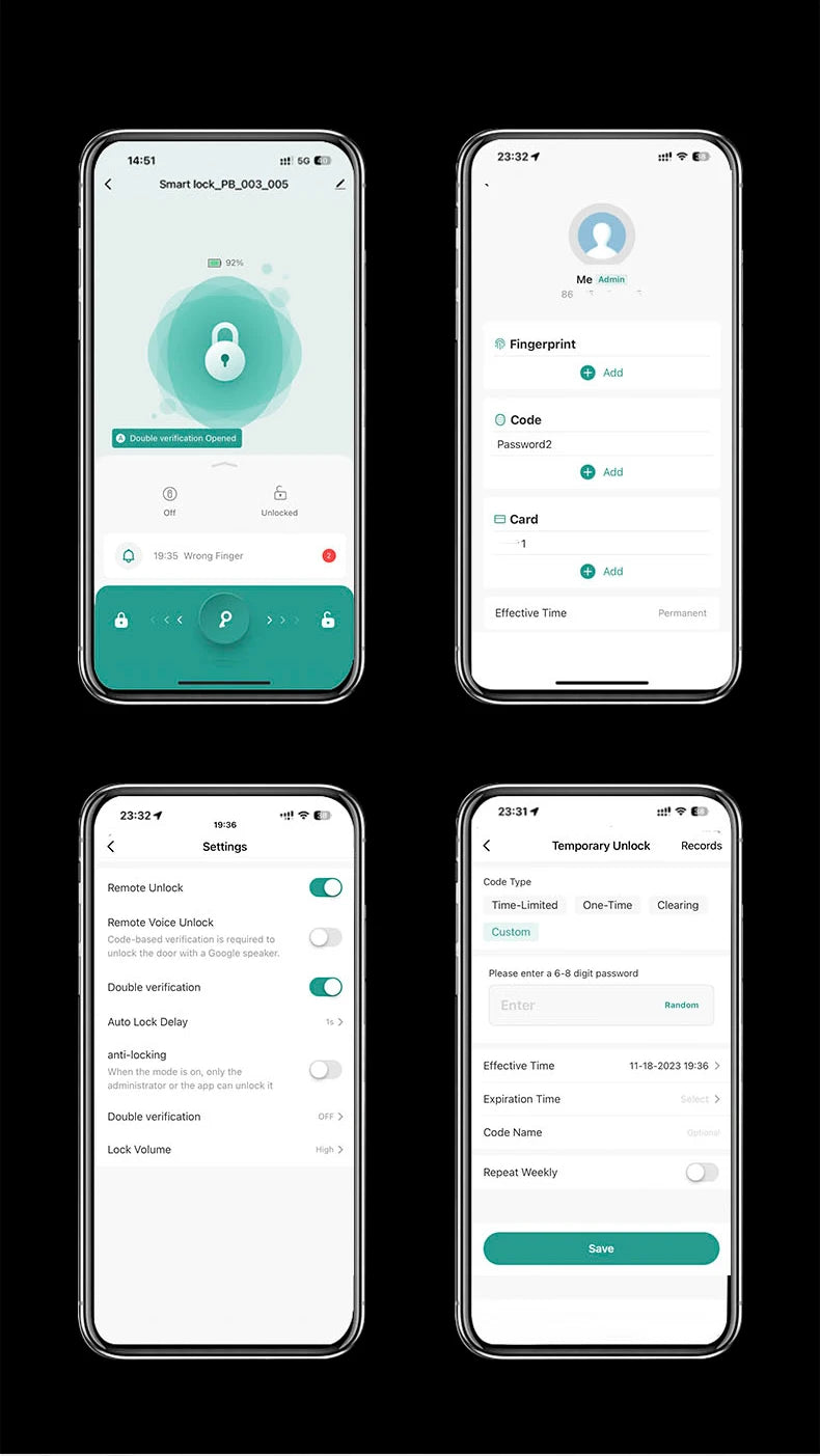 RAYKUBE M5 Tuya BLE Smart Fingerprint Door Lock Digital Electronic Lock with Password/Key/IC Card/ Smartlife/ Tuya APP Unlock