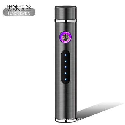 New Metal USB Windproof Lighter Personalized Cylindrical Compact Double Arc Plasma Lighter Portable Smoking Accessories Gadget