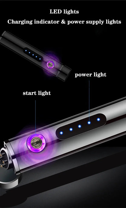New Metal USB Windproof Lighter Personalized Cylindrical Compact Double Arc Plasma Lighter Portable Smoking Accessories Gadget
